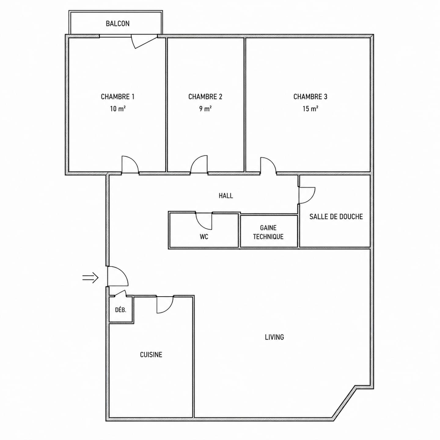 Laeken — Appartement 3 chambres — plan