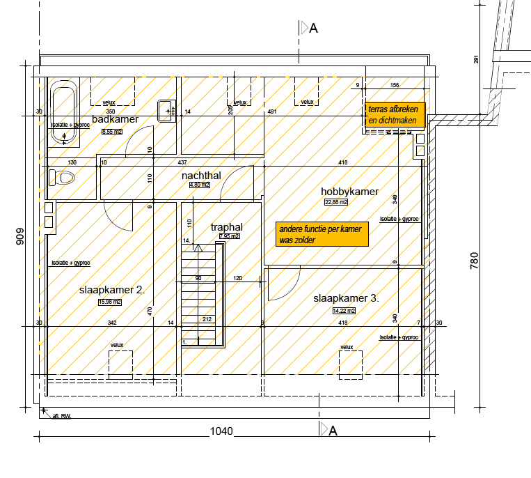 Plan — Combles — maison à Vilvorde